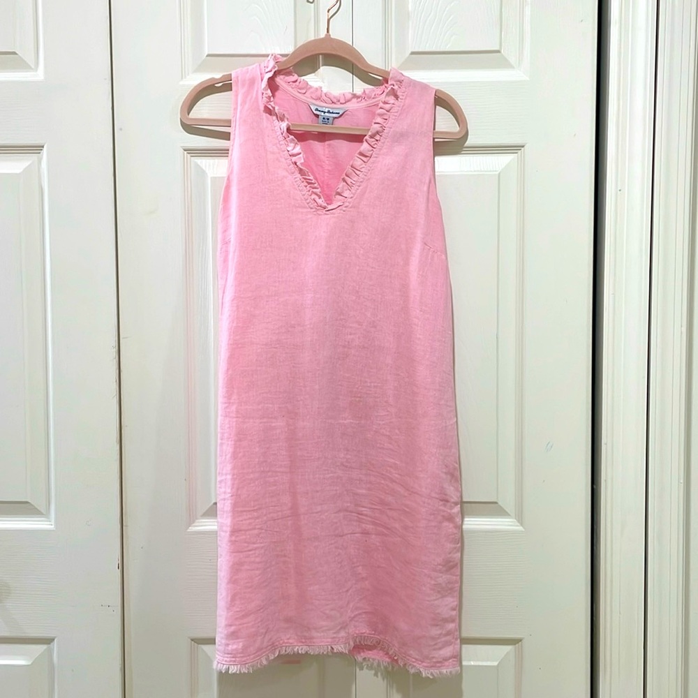 Tommy Bahama Pink a-Line cotton linen dress
